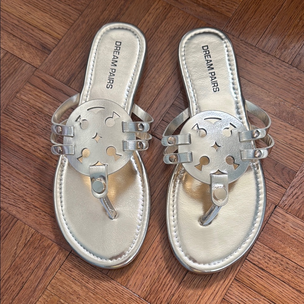 Dream Pairs Gold Sandals with T-Strap Design